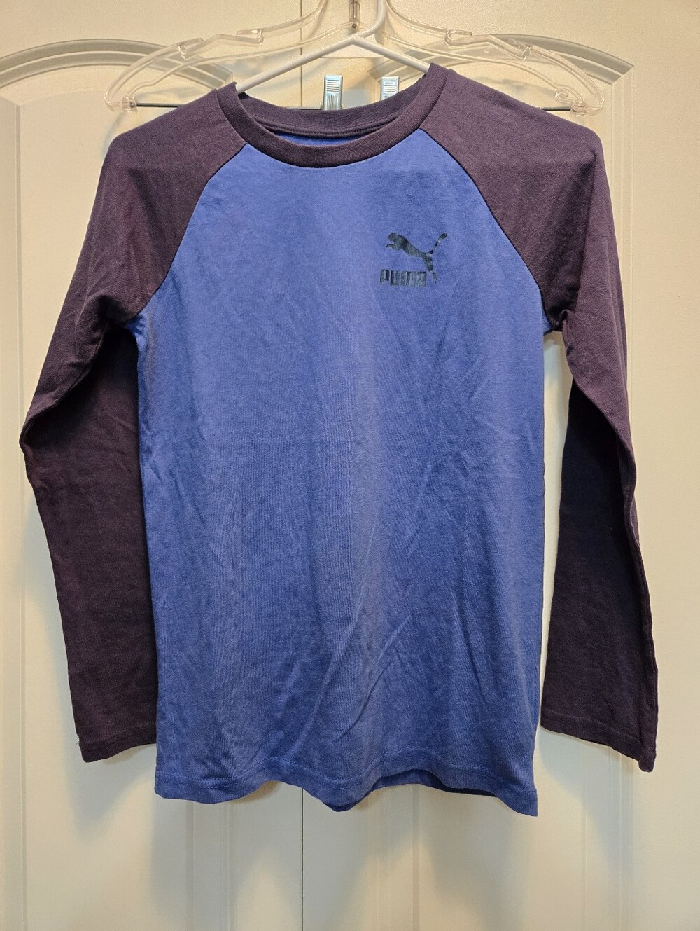 Puma Blue Raglan Long Sleeve Tee with Purple Sleeves